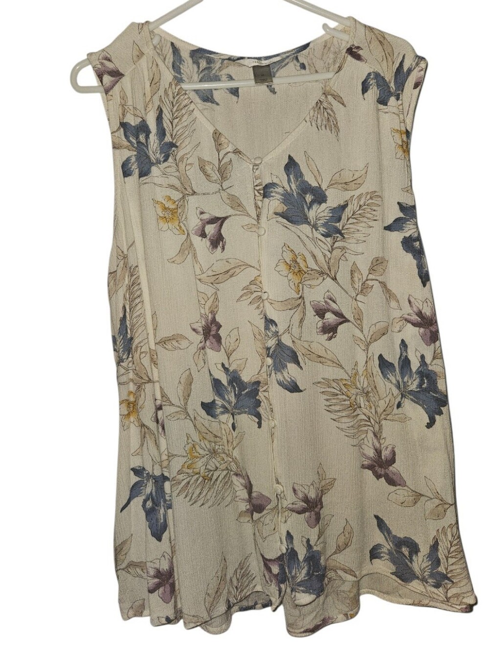 3X CJ Banks Sleeveless Floral Blouse